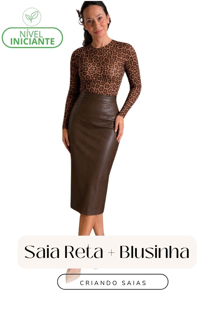 Conjunto Saia Reta + Blusinha de Tule